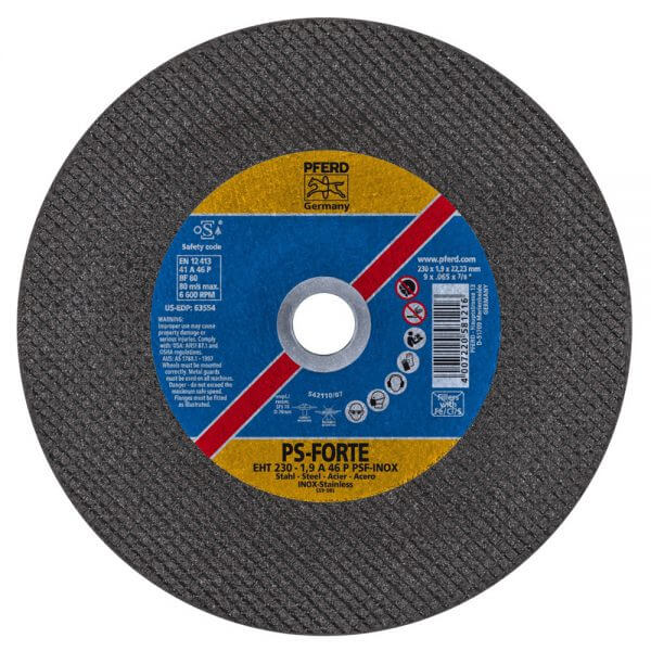 Отрезной диск по нержавеющей стали PFERD PS-FORTE EHT P INOX 230 x 1,9 мм, P46
